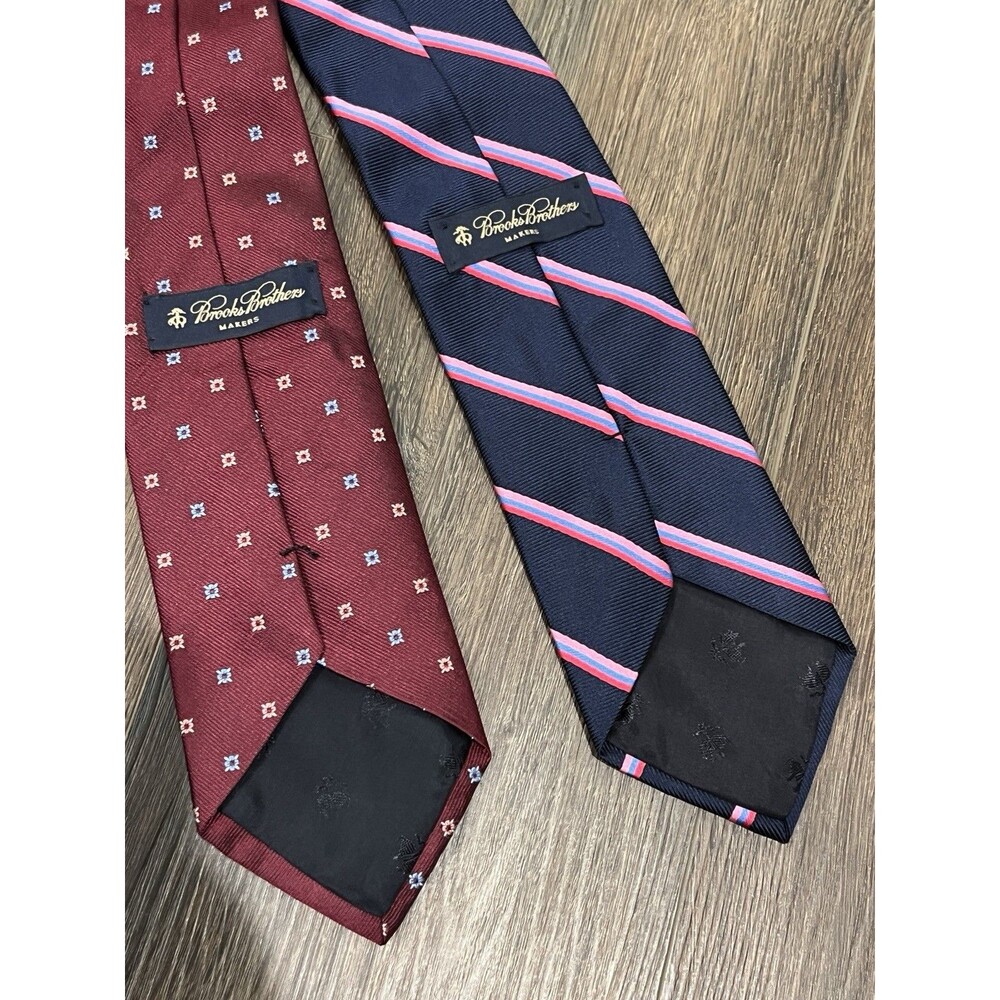 Lot Of 2 Brooks Brothers Makers Silk Pink Striped Regimental Neck Tie Red